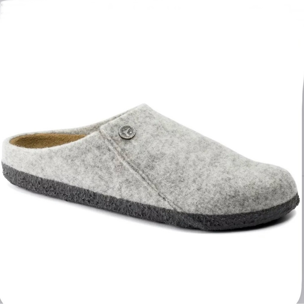 Birkenstock Zermatt Felt Slipper Clog Light Grey